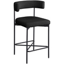  Color_Black -- Rivage Black Linen Textured Fabric Upholstered Counter Stool IMAGE 3