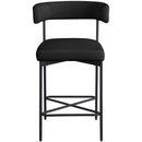  Color_Black -- Rivage Black Linen Textured Fabric Upholstered Counter Stool IMAGE 4