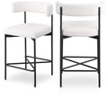  Color_Black/ Cream -- Rivage Cream Linen Textured Fabric Upholstered Counter Stool IMAGE 1