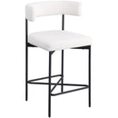  Color_Black/ Cream -- Rivage Cream Linen Textured Fabric Upholstered Counter Stool IMAGE 3