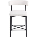  Color_Black/ Cream -- Rivage Cream Linen Textured Fabric Upholstered Counter Stool IMAGE 4