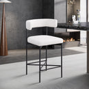  Color_Black/ Cream -- Rivage Cream Linen Textured Fabric Upholstered Counter Stool IMAGE 8