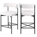  Color_Black/ Cream -- Rivage Cream Linen Textured Fabric Upholstered Counter Stool IMAGE 9