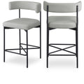  Color_Grey -- Rivage Grey Linen Textured Fabric Upholstered Counter Stool IMAGE 1