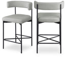  Color_Grey -- Rivage Grey Linen Textured Fabric Upholstered Counter Stool IMAGE 1