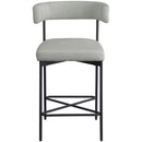  Color_Grey -- Rivage Grey Linen Textured Fabric Upholstered Counter Stool IMAGE 4