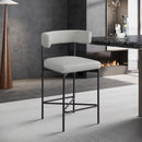  Color_Grey -- Rivage Grey Linen Textured Fabric Upholstered Counter Stool IMAGE 8