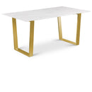  Meridian Cameron 64" White Marble Veneer Top And Steel Base Dining Table IMAGE 1