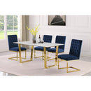  Meridian Cameron 64" White Marble Veneer Top And Steel Base Dining Table IMAGE 2