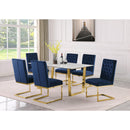  Meridian Cameron 64" White Marble Veneer Top And Steel Base Dining Table IMAGE 3