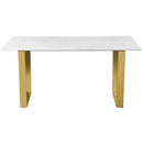  Meridian Cameron 64" White Marble Veneer Top And Steel Base Dining Table IMAGE 4