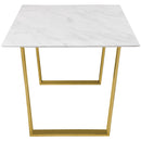  Meridian Cameron 64" White Marble Veneer Top And Steel Base Dining Table IMAGE 5