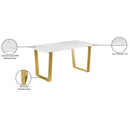  Meridian Cameron 64" White Marble Veneer Top And Steel Base Dining Table IMAGE 8