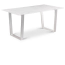  Meridian Carlton 64" White Marble Veneer Top And Steel Base Dining Table IMAGE 1