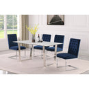  Meridian Carlton 64" White Marble Veneer Top And Steel Base Dining Table IMAGE 2