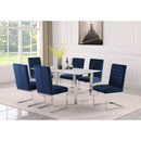  Meridian Carlton 64" White Marble Veneer Top And Steel Base Dining Table IMAGE 3