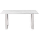  Meridian Carlton 64" White Marble Veneer Top And Steel Base Dining Table IMAGE 4