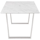  Meridian Carlton 64" White Marble Veneer Top And Steel Base Dining Table IMAGE 5