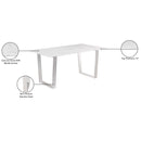  Meridian Carlton 64" White Marble Veneer Top And Steel Base Dining Table IMAGE 8