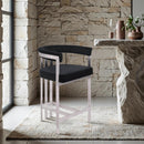  Color_Black/ Silver -- Marcello Black Velvet Upholstered Counter Stool IMAGE 2