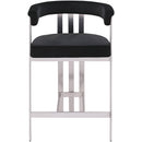  Color_Black/ Silver -- Marcello Black Velvet Upholstered Counter Stool IMAGE 3