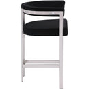  Color_Black/ Silver -- Marcello Black Velvet Upholstered Counter Stool IMAGE 4