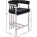  Color_Black/ Silver -- Marcello Black Velvet Upholstered Counter Stool IMAGE 7