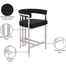  Color_Black/ Silver -- Marcello Black Velvet Upholstered Counter Stool IMAGE 8