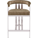  Color_Brown/ Silver -- Marcello Brown Velvet Upholstered Counter Stool IMAGE 3