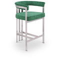 Color_Green -- Marcello Green Velvet Upholstered Counter Stool IMAGE 1