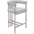  Color_Grey/ Silver -- Marcello Grey Velvet Upholstered Counter Stool IMAGE 1