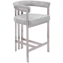 Meridian Marcello Grey Velvet Counter Stool IMAGE 1