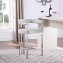  Color_Grey/ Silver -- Marcello Grey Velvet Upholstered Counter Stool IMAGE 2