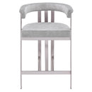 Color_Grey/ Silver -- Marcello Grey Velvet Upholstered Counter Stool IMAGE 4