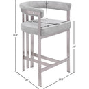  Color_Grey/ Silver -- Marcello Grey Velvet Upholstered Counter Stool IMAGE 7