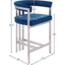  Color_Navy -- Marcello Navy Velvet Upholstered Counter Stool IMAGE 7