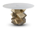  Color_Brass/ White -- Meridian Round Walker Dining Table with Marble Top and Pedestal Base IMAGE 1