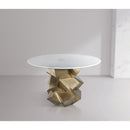 Color_Brass/ White -- Meridian Round Walker Dining Table with Marble Top and Pedestal Base IMAGE 2