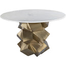  Color_Brass/ White -- Meridian Round Walker Dining Table with Marble Top and Pedestal Base IMAGE 3