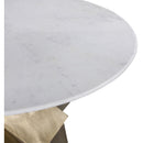  Color_Brass/ White -- Meridian Round Walker Dining Table with Marble Top and Pedestal Base IMAGE 4