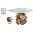  Color_Brass/ White -- Meridian Round Walker Dining Table with Marble Top and Pedestal Base IMAGE 8