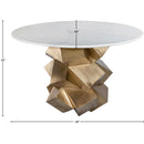  Color_Brass/ White -- Meridian Round Walker Dining Table with Marble Top and Pedestal Base IMAGE 9