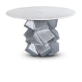  Color_Silver/ White -- Walker 48" White Marble Top And Aluminum Base Dining Table IMAGE 1