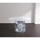  Color_Silver/ White -- Walker 48" White Marble Top And Aluminum Base Dining Table IMAGE 2