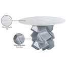  Color_Silver/ White -- Walker 48" White Marble Top And Aluminum Base Dining Table IMAGE 8