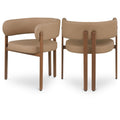  Color_Tan/ Walnut -- Gideon Tan Vegan Leather Upholstered Dining Chair IMAGE 1