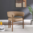  Color_Tan/ Walnut -- Gideon Tan Vegan Leather Upholstered Dining Chair IMAGE 8