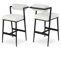  Color_Cream -- Stryker Cream Boucle Fabric And Vegan Leather Upholstered Bar Stool IMAGE 1