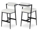  Color_Cream -- Stryker Cream Boucle Fabric And Vegan Leather Upholstered Bar Stool IMAGE 1