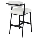  Color_Cream -- Stryker Cream Boucle Fabric And Vegan Leather Upholstered Bar Stool IMAGE 2